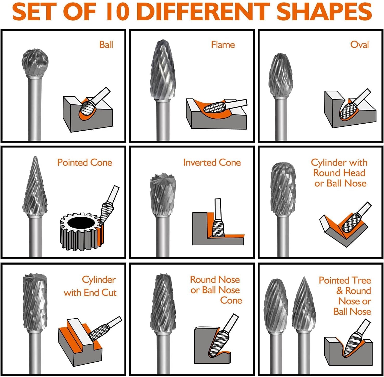 Diamond Dremel Carving Bits Set of 30 PCS, Wood Stone Bone Engraving Burr  Bit Accessories Tools Rotary Drill Tip Replacement Kit