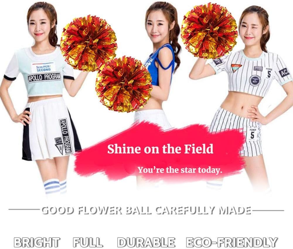 4Pcs Metallic Foil Cheerleading Pom Poms, Premium Cheerleader