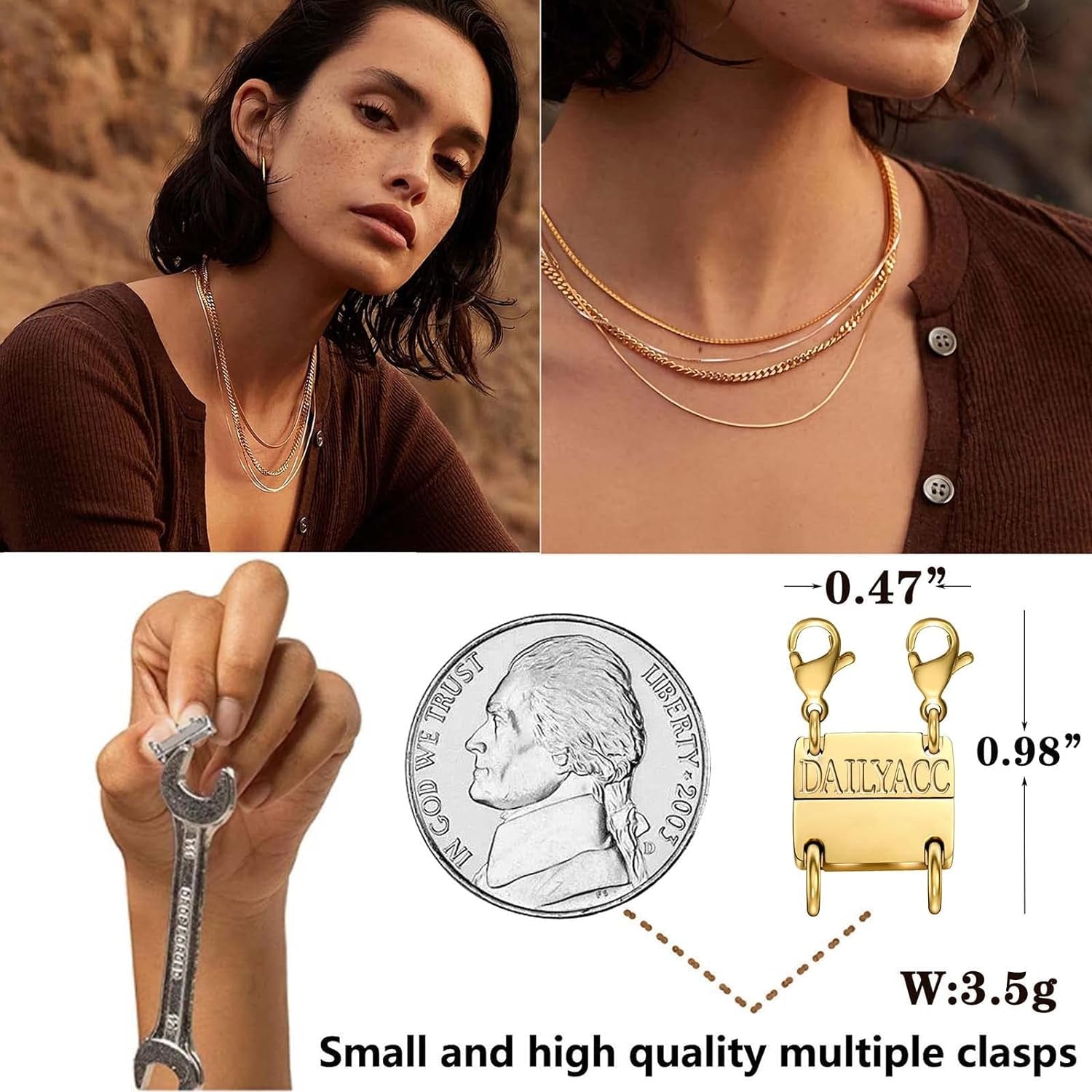 Layered Necklace Clasp Silver Tangle Free Clasp Gold Layering Clasp  Detangler Layering Clasp Necklace Spacer Untangle Necklaces 